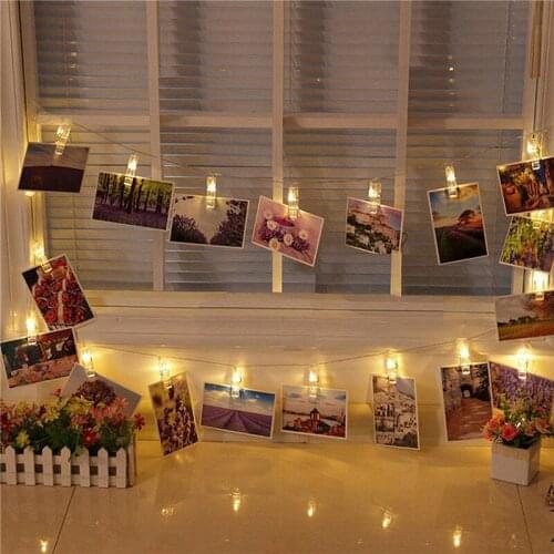 1.5m 3m 6m LED String lights Card Photo Clip Holder Garland lamp for Christmas Wedding Party Decoration Battery Fairy Lights
