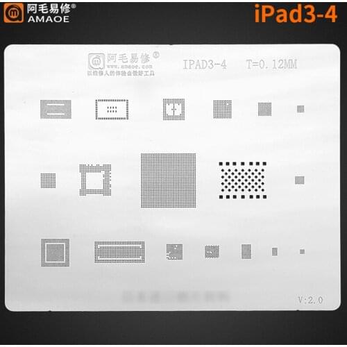 Amaoe BGA Reballing Stencil For iPad 3 4 A1416 A1430 A1458 A1460 CPU Wifi Nand Power RAM Audio IC Chip Tin Plant Net Steel Mesh