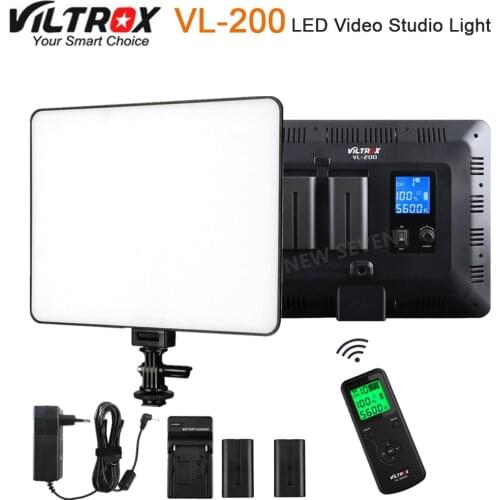 Viltrox VL-200 Pro Wireless Remote LED Video Studio Light Lamp Slim Bi-Color Dimmable + AC Power Adapter for Camcorder Camera