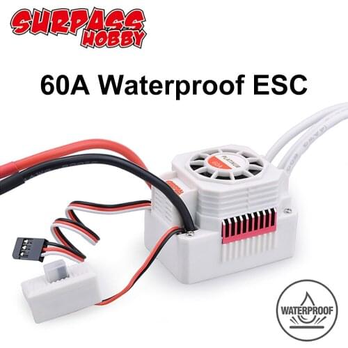SURPASS HOBBY Waterproof Brushless 60A ESC Electric Speed Controller for 1/10 1/12 RC Monster Off-road Short Course Car Boat