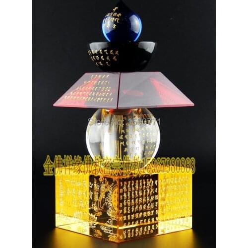 All Buddha secret heart whole body relics treasure trunk tower 6*6 colorful crystal five wheel tower stupa 14cm high