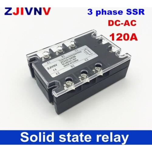 High quality Full 120A 3-phase three phase solid state relay DC3-32v control AC90-480v SSR 3 phse relay solid relays
