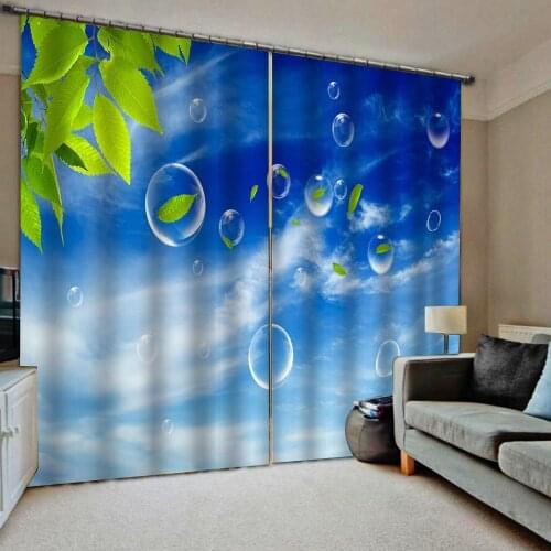 High quality custom 3d curtain fabric Blue curtains sky nature scenery landscape curtain Decoration curtains