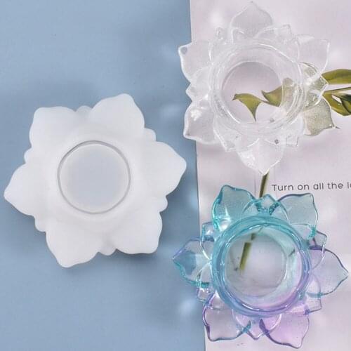 Mirror Glass Flower Shape Storage Case Casting Mold Flower Candle Tealight Holder Ashtray Case Silicone Mold For DIY Handmade