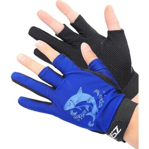 1Pair Waterproof 3 Cut Finger Anti-slip Glove Non-Slip Fishing Gloves Outdoor Sport Fish Equipment