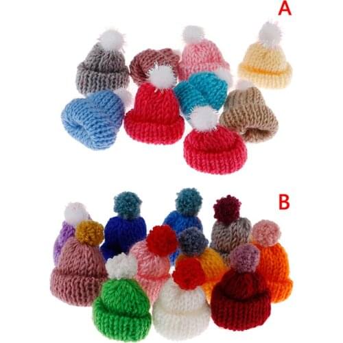 10 Pcs/lot Mini Handmade Small Knitting Hat For DIY Dolls Decoration Phone Case Decoration 3.5CM