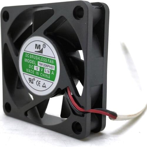 2pcs 6015 12V 2-Wire Power Supply Cases CPU Cooling Fan YM1206PHS1 0.18A 6cm cooler
