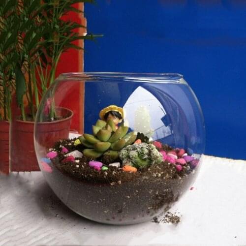 2pcs/pack Diameter=8cm Small Size Top Open Glass Terrarium Vase Home Decoration Table Stand Aquarium Fishbowl