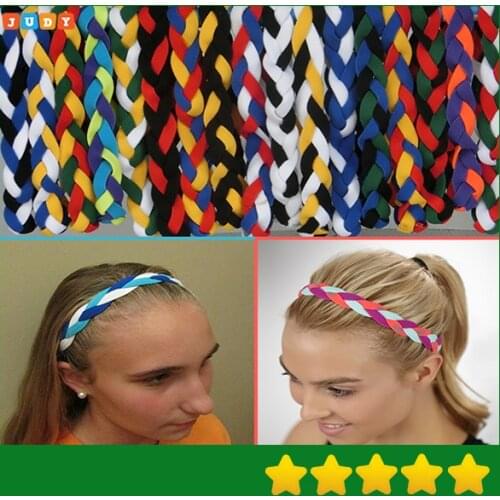 2016 DHL 50pcs Woman & Girl Soft Nylon Braided Mini Sports Headbands Silicone headband keep the Elasticit band