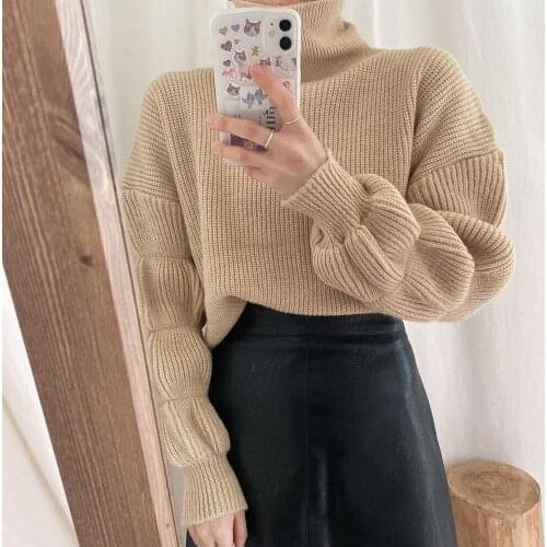 2021 Women Sweater Pullover Female Knitting Overszie Long Sleeve Loose Elegant Knitted Thick Outerwear Womens Winter Sweaters