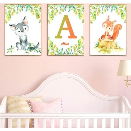 5D DIY Name Custom Baby Canvas Diamond Painting Nursery Girls Flower Cartoon Animal Diamond Embroidery Wall Pictures Room Decor