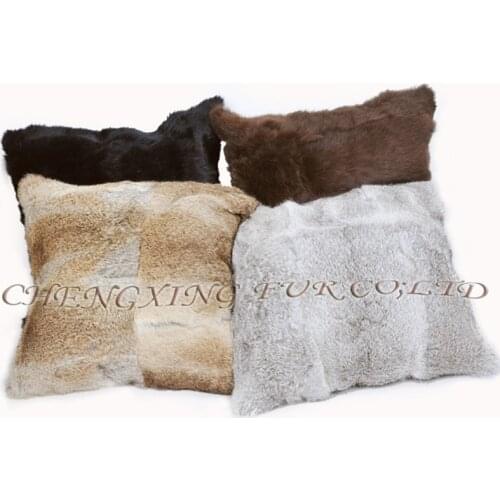 Free Shipping CX-D-05B1 45x45cm Natural Brown Lower Price Genuine Rabbit Fur Sofa Cushion Cover Decorative Pillows Cases