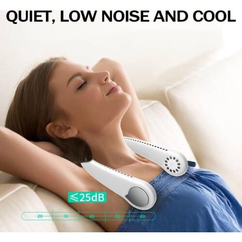 Bladeless Neck Fan with 360° Airflow Portable USB Fan - Rechargeable Battery Cooling Fan for Outdoor Travel Sports jlrr