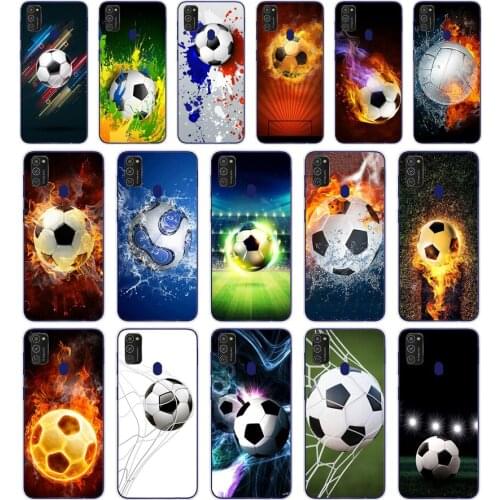 147SD Fire Football Soccer Ball Soft Silicone Tpu Cover phone Case for Samsung Galaxy M11 M21 A20 A20E A20S S10 S20 Plus