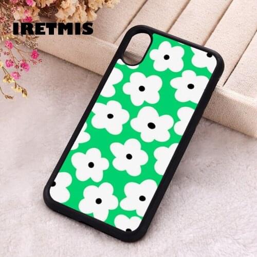 Iretmis 5 5S SE 2020 Phone Cover Case for iPhone 6 6S 7 8 Plus X Xs XR 11 12 Mini Pro Max Rubber Silicone Green Flower