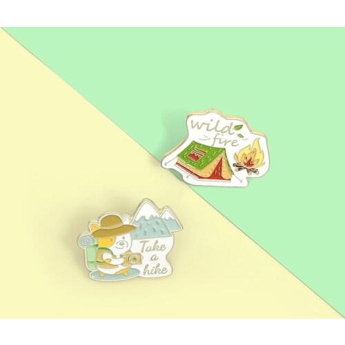 New Enamel Pin Outdoors Bonfire Brooches Backpack Clothes Lapel Pin Adventure Badges Cartoon Jewelry Gift Friends