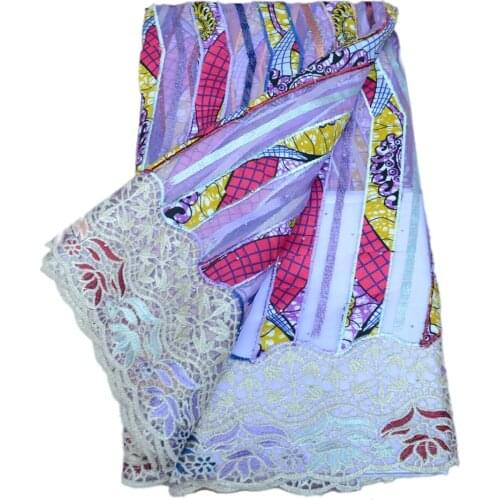 Purple Wax Net Lace Ankara Embroidery High Quality African French New Style Tulle Mesh Wedding Fabric For Dress 5yards j7-18