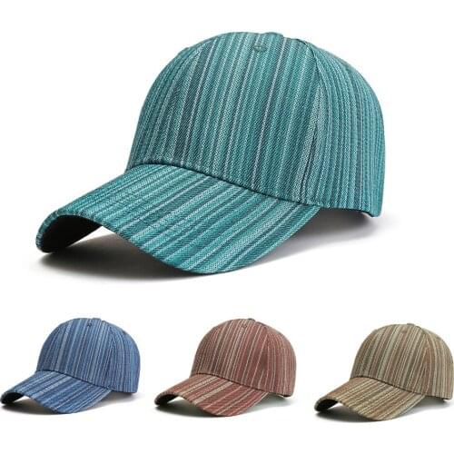 Geebro Stripe Design Baseball Cap Retro Outdoor Sport Caps Women Bone Curved Fitted Vintage Dad Hats For Men Hip Hop Dad Hat