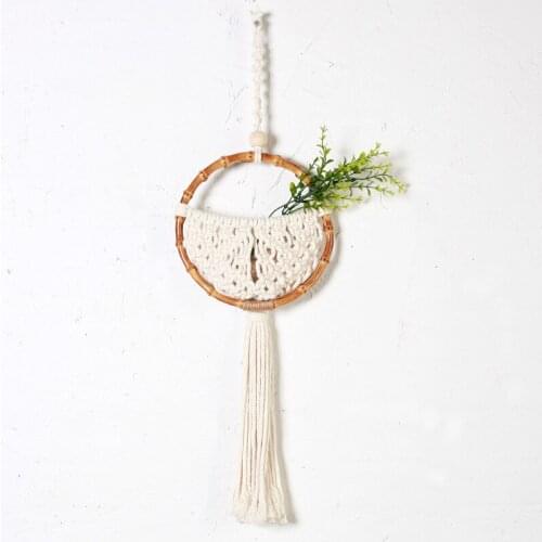 Ins Hand-woven Dried Flower Hanging Tapestry Creative Home Decoration Hanging Tapestry Boho Home Decor Macrame