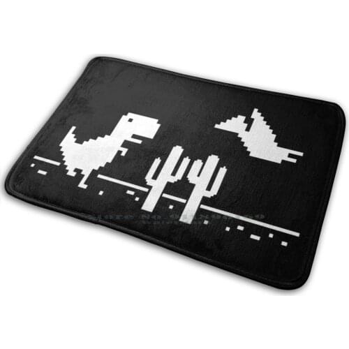 Google Offline Dinosaur Game-Trex Runner Mat Rug Carpet Anti-Slip Bedroom Entrance Door Mat Trex Dinosaur T Rex Dino Chrome