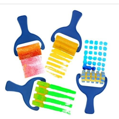 DIY Sponge Paint Roller Brush Plastic Handle Set Kid Art Star Craft Painting Tool Early Education Drawing Toys For Children Gift