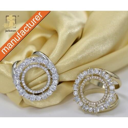 Jackstraw scarf clip buckle rings zircon round style silk jewelry accessories Pins and Brooches Gold Silver Shawl Buckle Gifts