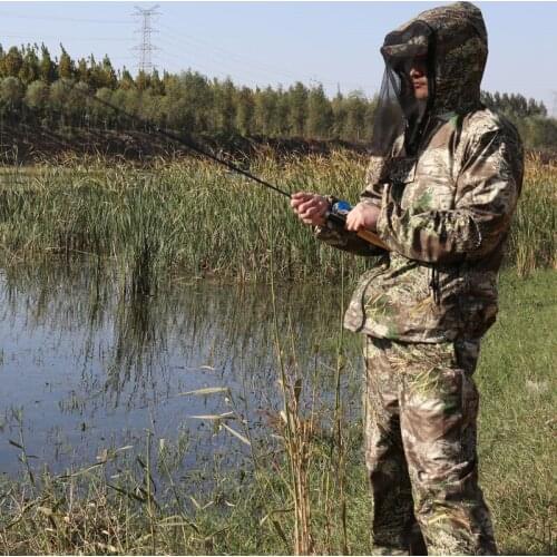 Cap Anti-mosquito breathable Spring or Autumn Medium thickness bionic wormwood camouflage Fishing Hunting Clother include Jacket