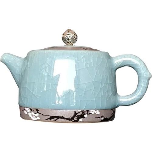 Retro Chinese Kung Fu Ceramic Teapot Ge kiln art crackle tea pot Flower Puer Tea Pot 230ml Porcelain Kungfu Teaware