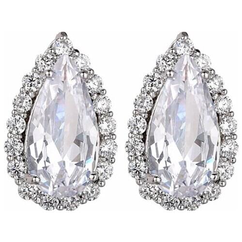 Zircons Classic Water Drop Shaped Cubic Zirconia Crystal Bridal Earrings Wedding Jewelry For Brides Bridesmaid