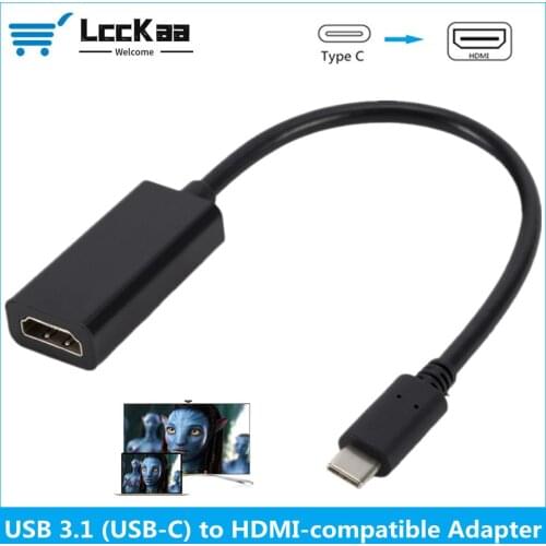 LccKaa Type-c USB 3.1 USB-C to HDMI -compatible Adapter Male to Female Converter USB Type C Adapter for PC Computer TV Display