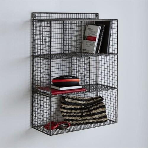 Metal Decorative 5 Mesh Cage Wire Wall Rack Bookshelf Racks Living room bookcase Home furniture metal Shelves 2021 modern