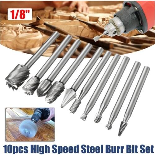 10Pcs 3mm High Speed Steel Burr Bit Set Head Carbide Burrs For Rotary Drill