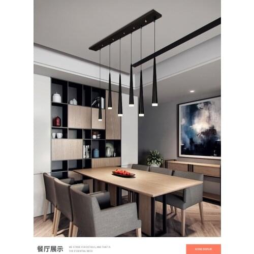 Nordic Led Chandelier Long Downlight Kitchen Restaurant Bar Cone Chandelier Decorative Chandelier Bedside Chandelier