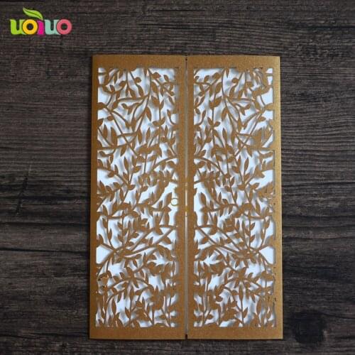 Newest laser cut leaves sweet love fancy laser cut invitation wedding card design folded greeting card wedding decor