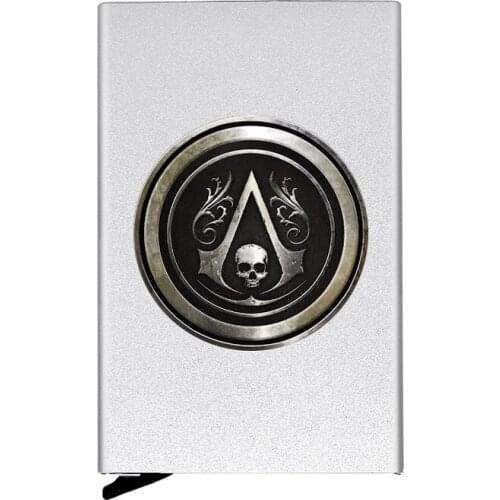 Personalized Metal Credit Card Holder Cool Assassin Skull Printing Travel ID Cardholder Case Rfid Wallet