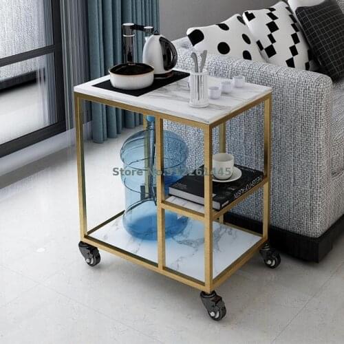 Light Luxury Sofa Side Cabinet Rock Board Tea Table Household Water Boiling Tea Table Simple Modern Nordic Marble Small Tea Tabl