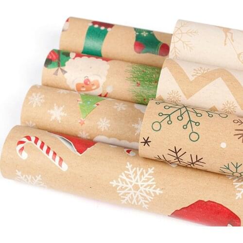 Christmas Wrapping Paper Snowman Tree Decoration Craft Paper Gift Wrap Artware Packing Paper Gift Box Packaging Paper 1pc