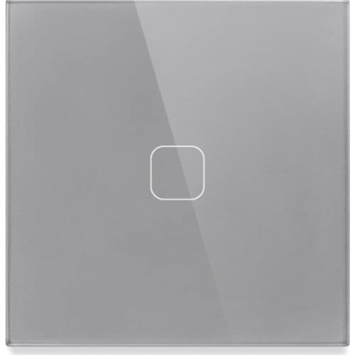 EU/UK standard 1/2/3 Gang 1 Way Touch Switch Gray Crystal Glass Panel Touch Switch Light Wall Only Touch Function