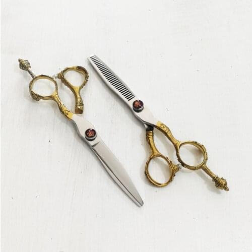 SR-6CR-011 6.0 Professional Hairdressing Scissors Hair Thinning Barber Scissors Set Hair Cutting Shears 440C Scissors