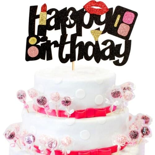 Cake Toppers Eyeshadow Cosmetic Bag Lipstick Cupcake Topper Women Makeup Cake Flags Kids Girl Birthday Bride Party Baking DIY