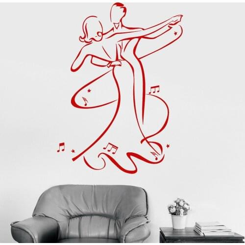 Waltz Dance Couple Wall Decal For Ballroom Music Vinyl Wall Stickers For Living Room Bedroom Decoration Classroom Decor 3224