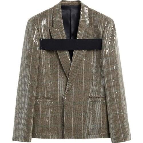 French style heavy work fashion sequined blazer women notched loose small fragrance small suit