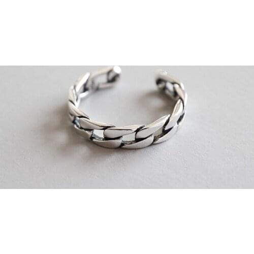 100% 925 sterling silver vintage chain rings for women accessories, retro adjustable ring woman best friends gifts fine jewelry
