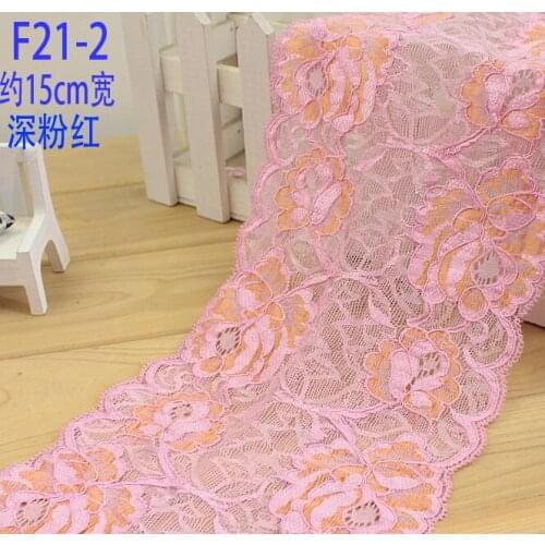 1 Meter Beautiful Stretchy Lace Fabrics Pink Blue Elastic Lace Trims 14.5cm