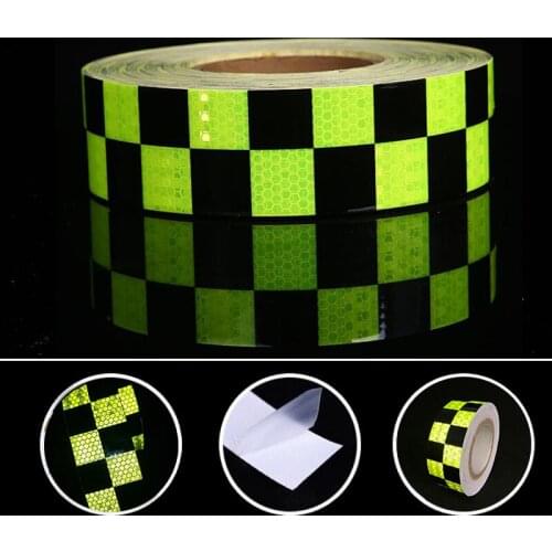 10MX5CM Black Green Lattice Reflective Stickers Car Safety Mark Warning Strips Reflective Film Car Accessories