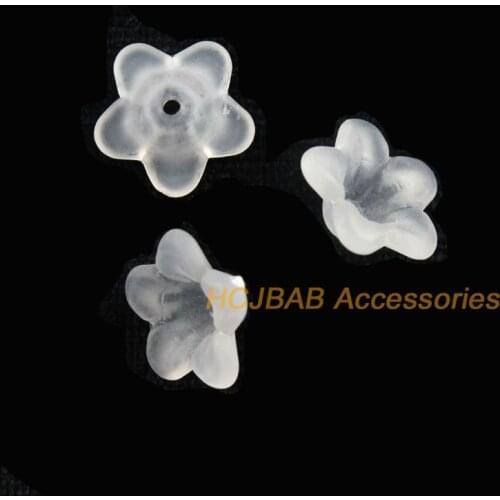 120Pcs White Acrylic Plastic Horn Flower Spacer Beads End Caps Charms 12.5mm