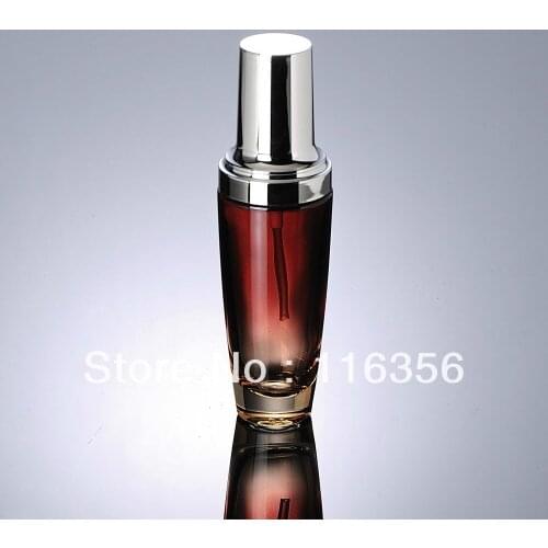 50ml red glass lotion bottle with silver pump for Cosmetic Packaging