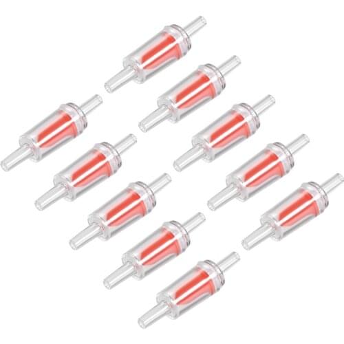 Uxcell Aquarium Air Pump Check Valves Red Clear Plastic One Way Non-Return Check Valve for Fish Tank 10Pcs