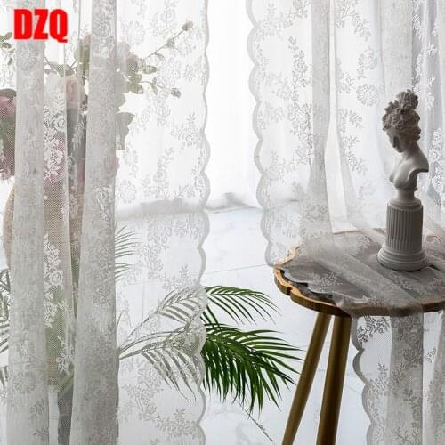 White Lace Decoration American Country White Tulle Finished Curtains for Bedroom Living Room Bay Window Balcony Screen Curtain