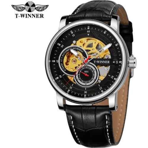 WINNER 2020 New Casual Watch Men Skeleton Automatic Mechanical Watches Brand Luxury Leather Strap Wristwatches Fashion Dress